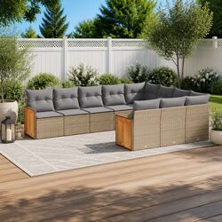 10-Piece Outdoor Modular Garden Sofa Set with Cushions