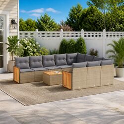 Premium 11 Piece Beige Outdoor Sofa Set for Patios