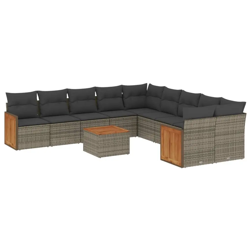 Garden Sofa Set PE Rattan 11 Piece Modular Outdoor Furniture Grey