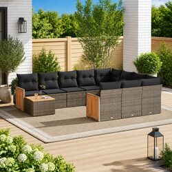 Durable 11 Piece Outdoor Garden Sofa Set in Grey