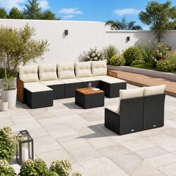 Premium 10-Piece Modular Outdoor Garden Sofa Set in Black Rattan