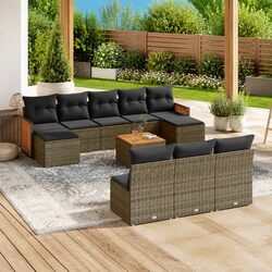 Outdoor Modular Patio Lounge 11-Piece Grey Furniture Set