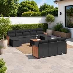 Premium 11-Piece Outdoor Garden Sofa Set in Black