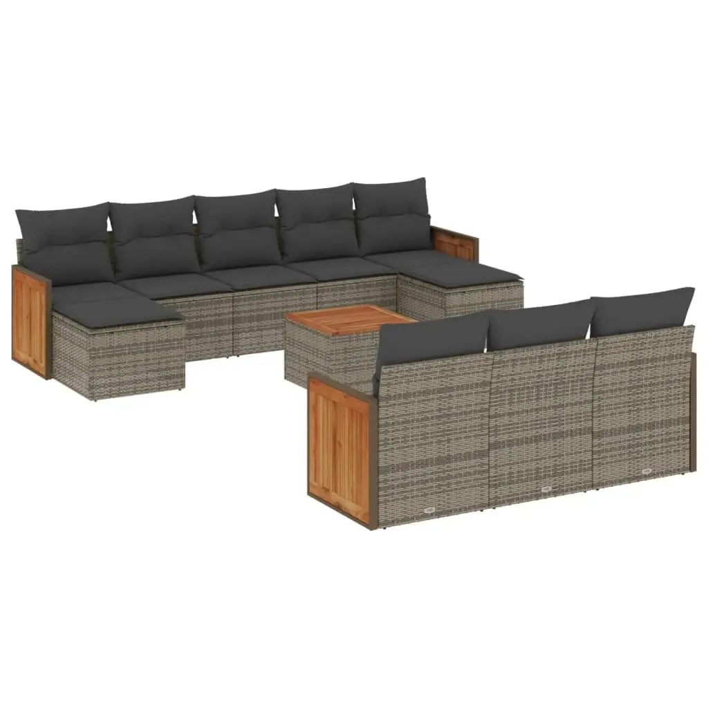 Garden Sofa Set PE Rattan 11 Piece Grey Outdoor Furniture