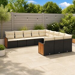 Modular Black Poly Rattan 11 Piece Garden Sofa Set