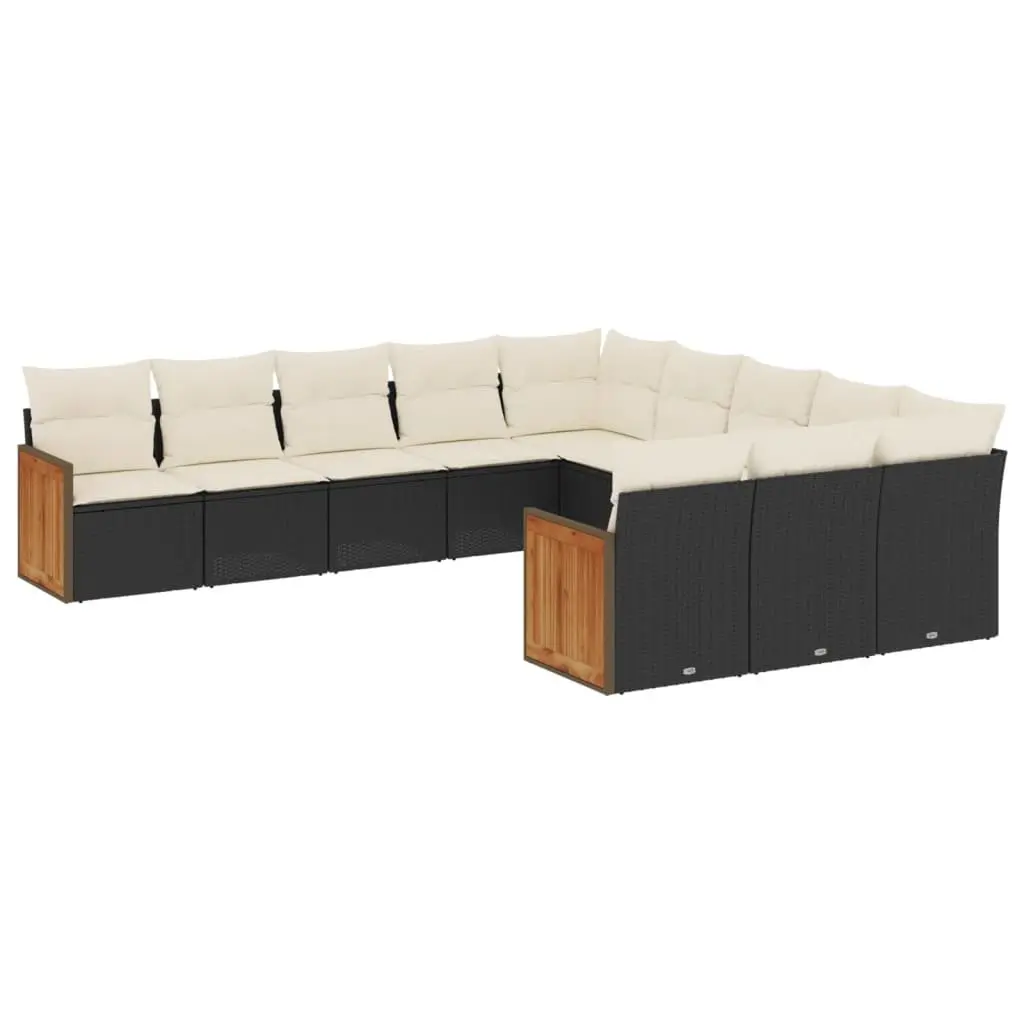 Modular Black Poly Rattan 11 Piece Garden Sofa Set