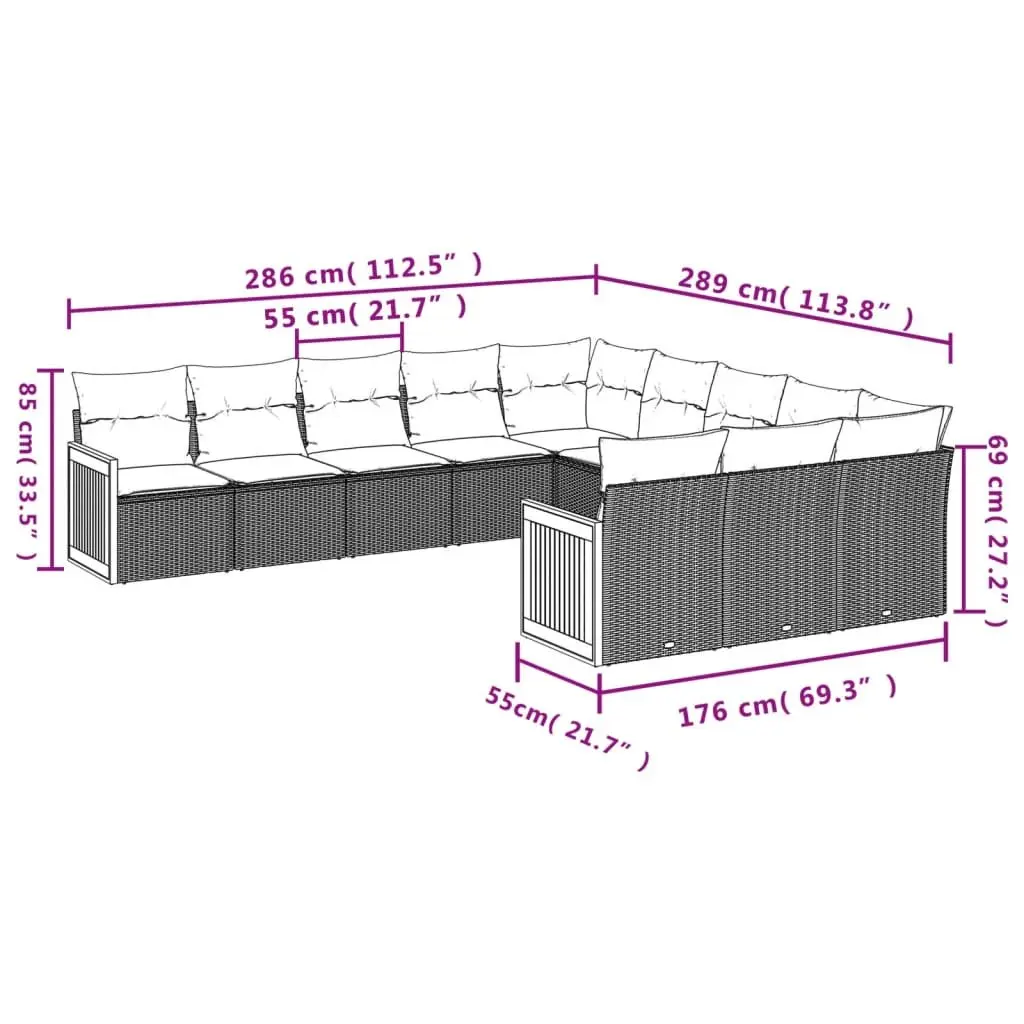 Modular Black Poly Rattan 11 Piece Garden Sofa Set