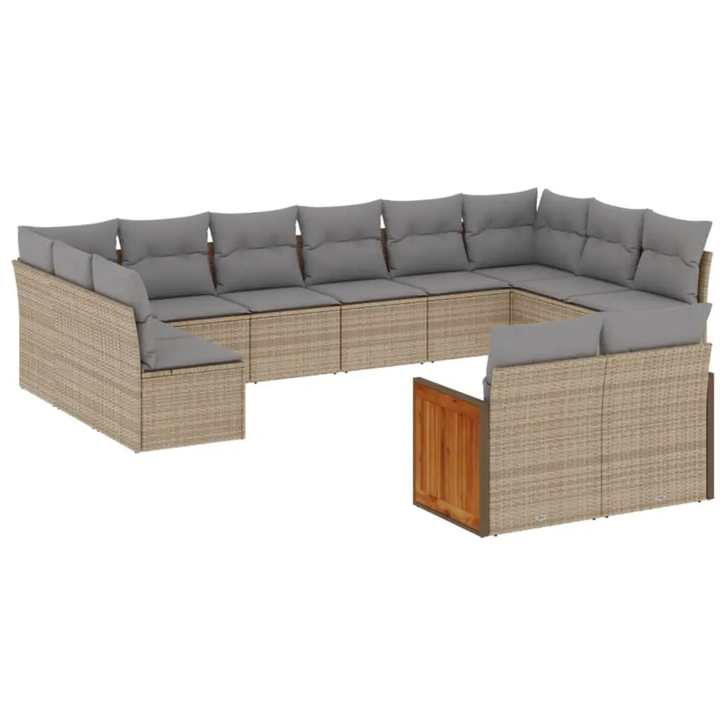 12 Piece Garden Sofa Set PE Rattan Modular Beige Outdoor Furniture