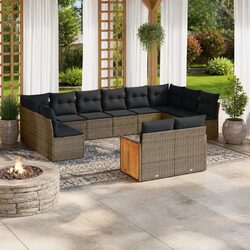 Durable 12-Piece Garden Sofa Set with Cushions in Grey