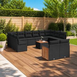 Premium 13-Piece Modular Garden Sofa Set in Black