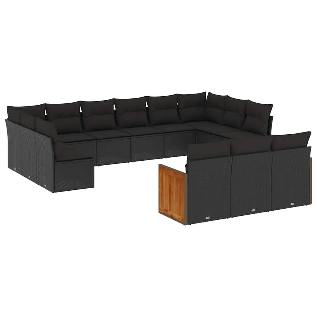 Garden Sofa Set PE Rattan 13 Piece Modular Outdoor Furniture Black