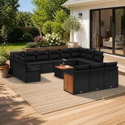 Exceptional 14 Piece Modular Garden Sofa Set in Black