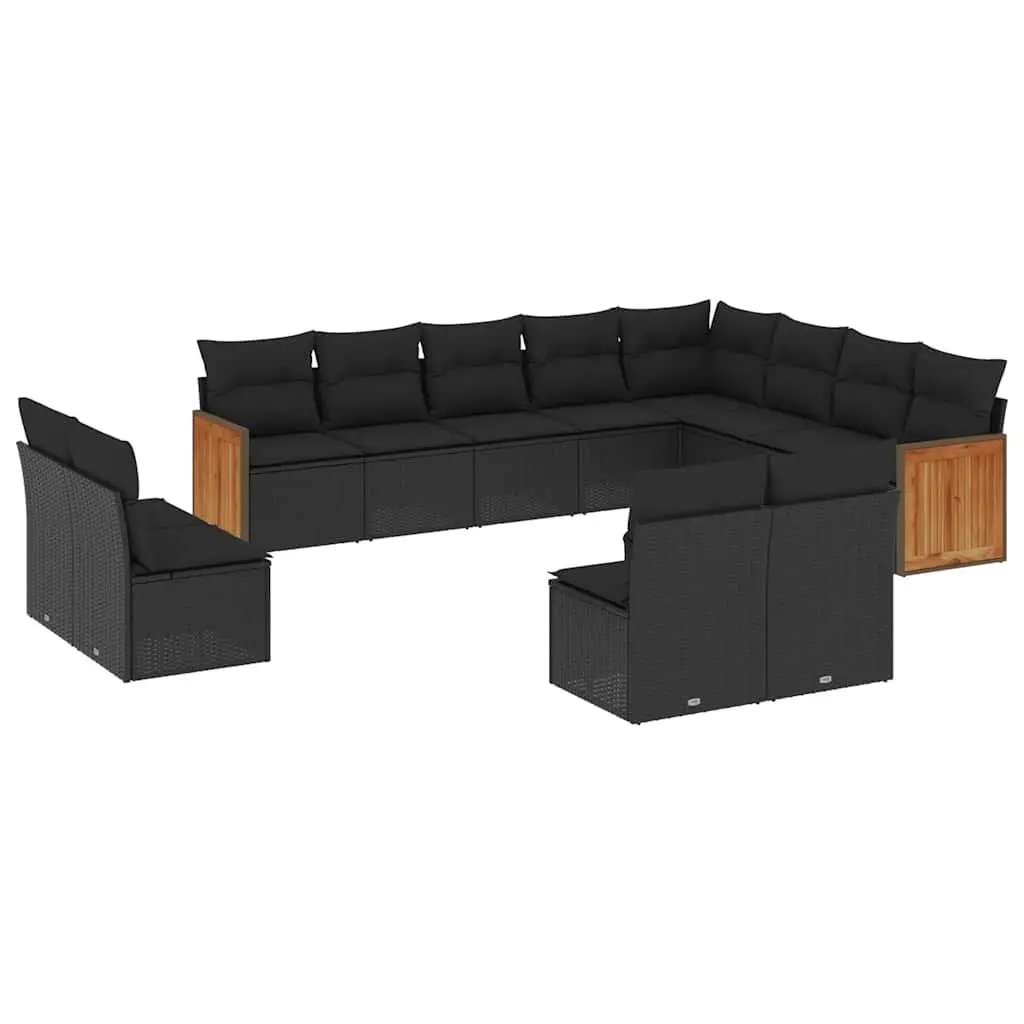 12-Piece Garden Sofa Set in Black Poly Rattan