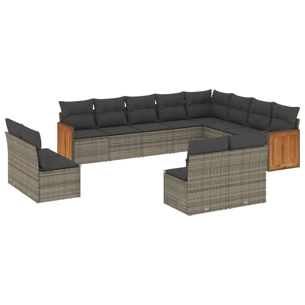 Grey 12-Piece Modular Garden Sofa Set for Outdoors