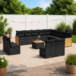Stylish 13-Piece Modular Black Rattan Garden Sofa Set