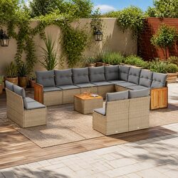 Premium 13 Piece Modular Garden Sofa Set in Beige