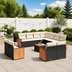Premium 12-Piece Black Outdoor Garden Sofa Set