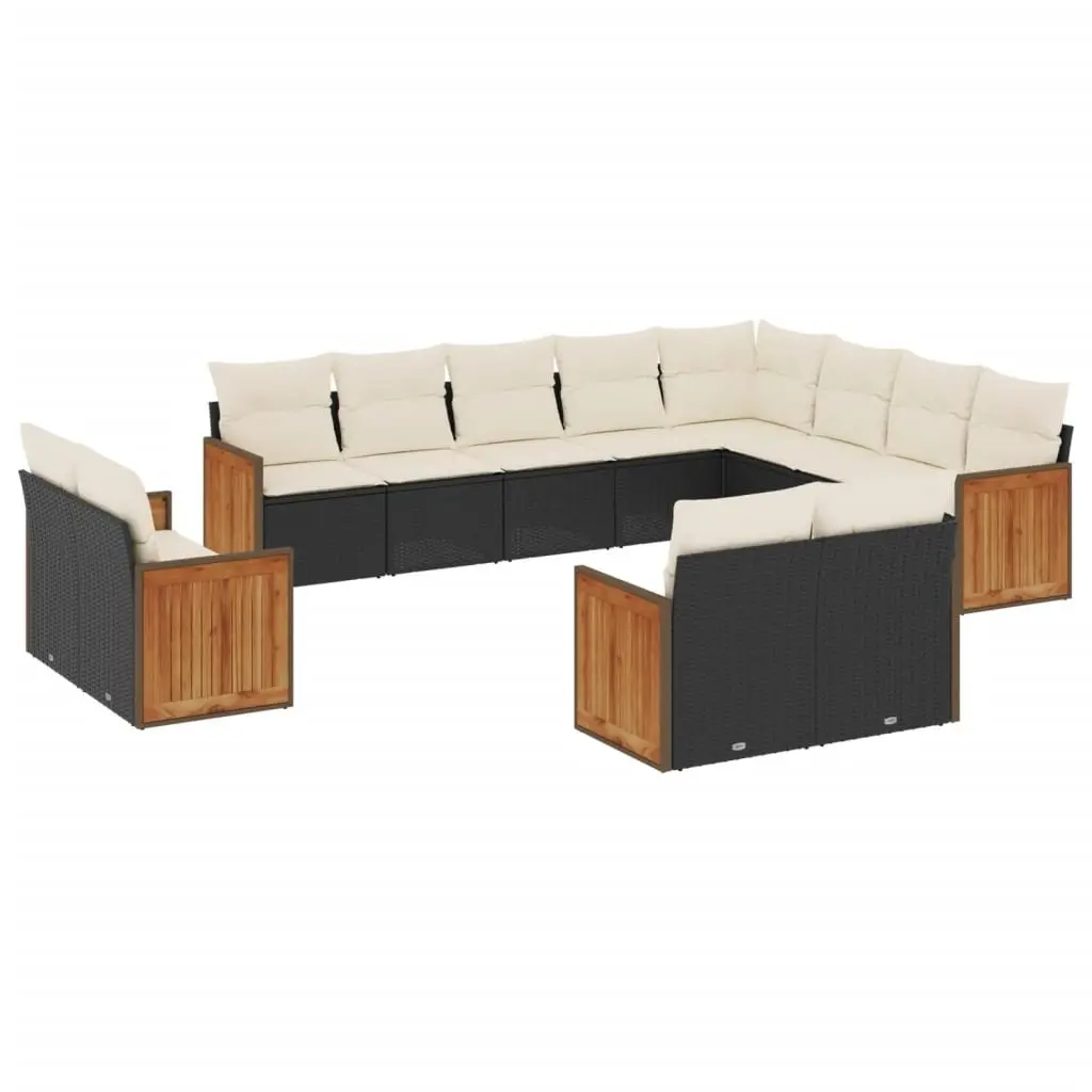 Garden Sofa Set PE Rattan 12 Piece Outdoor Furniture Patio Seating Black with Cushions