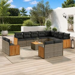 Premium 13 Piece Grey Poly Rattan Garden Sofa Set