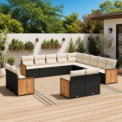 Premium Black Modular Garden Sofa Set - 13 Pieces