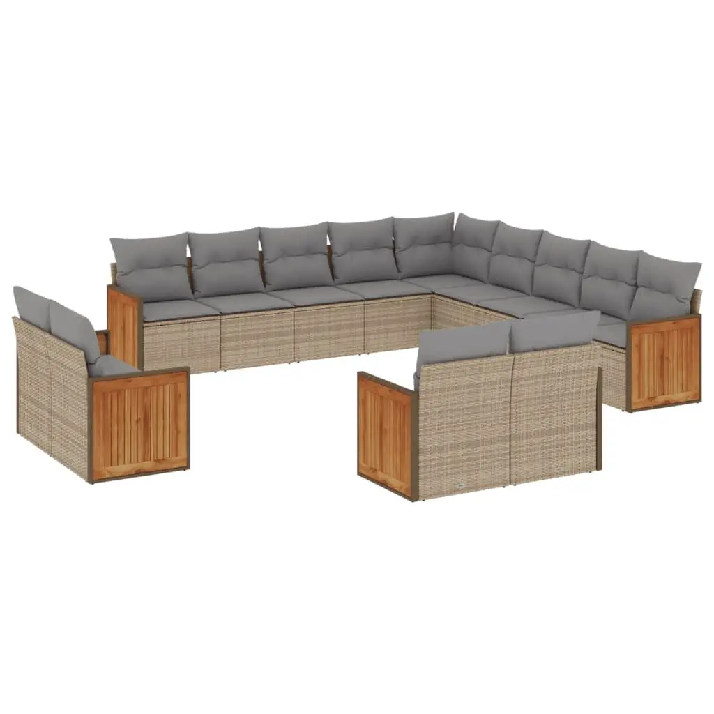 13 Piece Beige Outdoor Garden Sofa Set