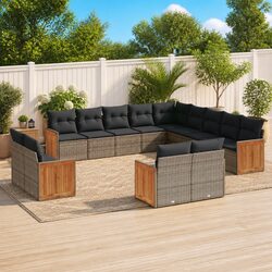 Durable 13-Piece Grey Modular Garden Sofa Set