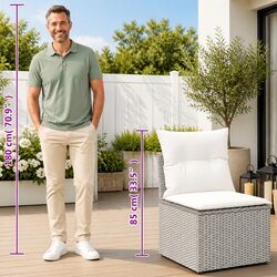 Beige 14 Piece Modular Garden Sofa Set for Outdoor Use