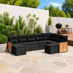 High-Quality 9 Piece Garden Sofa Set in Black