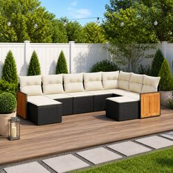 Durable 9 Piece Outdoor Garden Sofa Set with Cushions