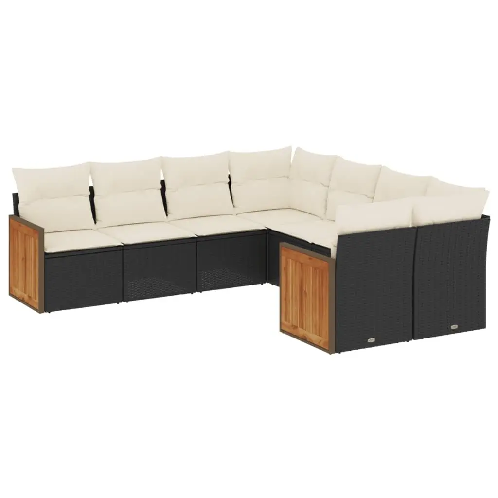 Garden Sofa Set PE Rattan 8 Piece Modular Black with Cushions