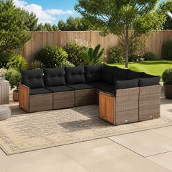 Durable 8 Piece Modular Garden Sofa Set in Grey