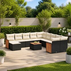 Premium Modular 12-Piece Black Garden Sofa Set
