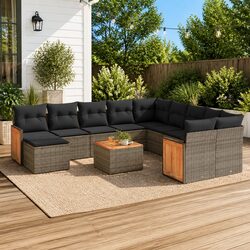 12 Piece Grey Rattan Garden Sofa Set for Outdoor Living