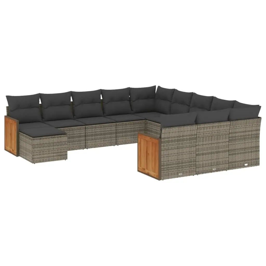 Garden Sofa Set PE Rattan 12 Piece Outdoor Furniture Grey Patio Lounge Cushions Modular