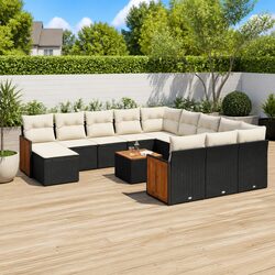 Modular 13 Piece Black Garden Sofa Set for Outdoor Use