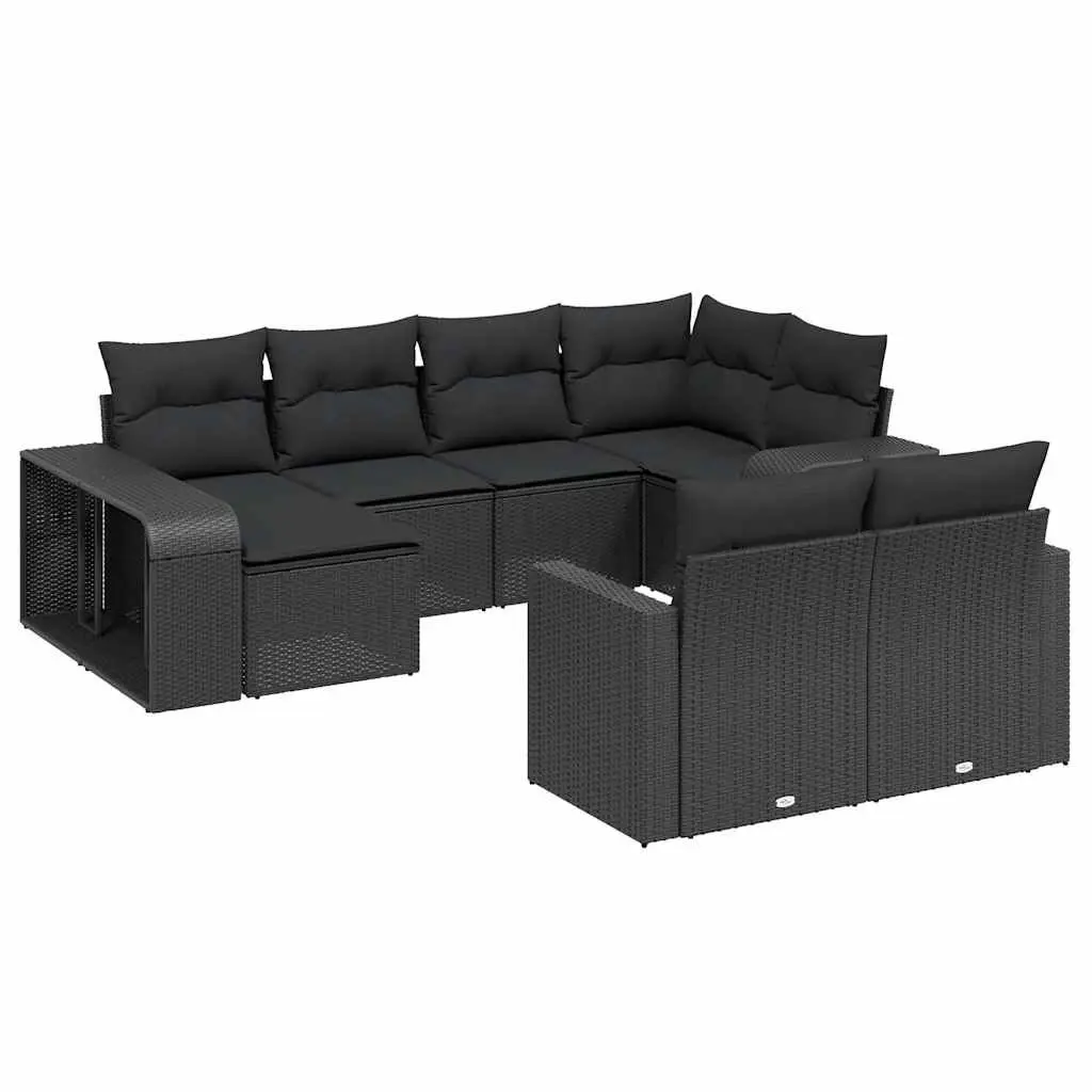 Garden Sofa Set PE Rattan 10 Piece Outdoor Furniture Modular Black