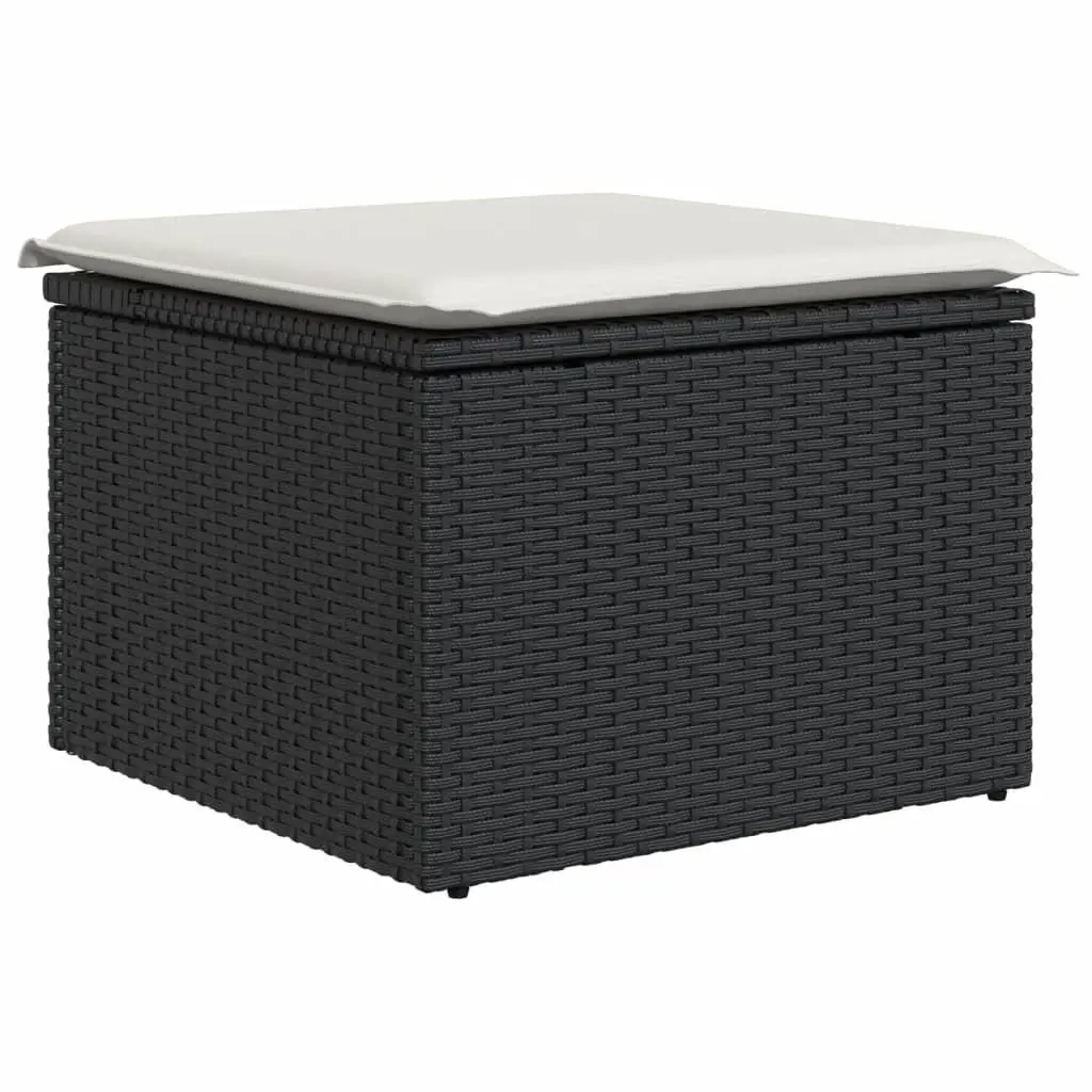 11 Piece Black Poly Rattan Outdoor Sofa Set