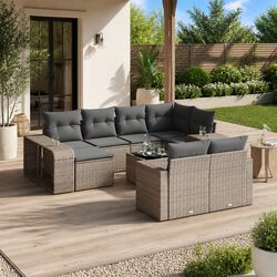 Premium 11 Piece Grey Poly Rattan Garden Sofa Set
