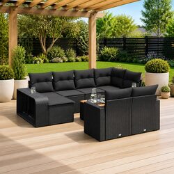 Premium 11 Piece Outdoor Garden Sofa Set in Black