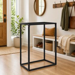 Modern Black Console Table with Tempered Glass Surface