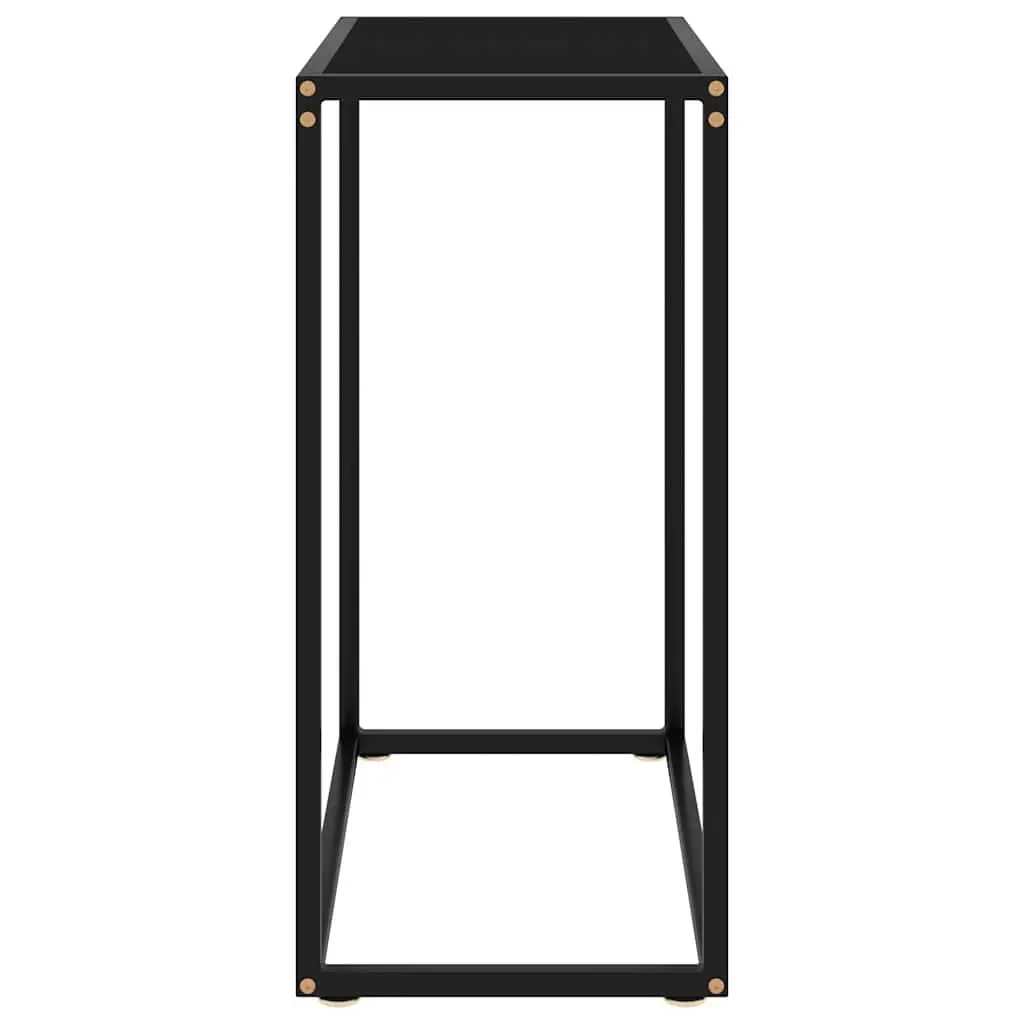 Black Console Table with Tempered Glass Surface
