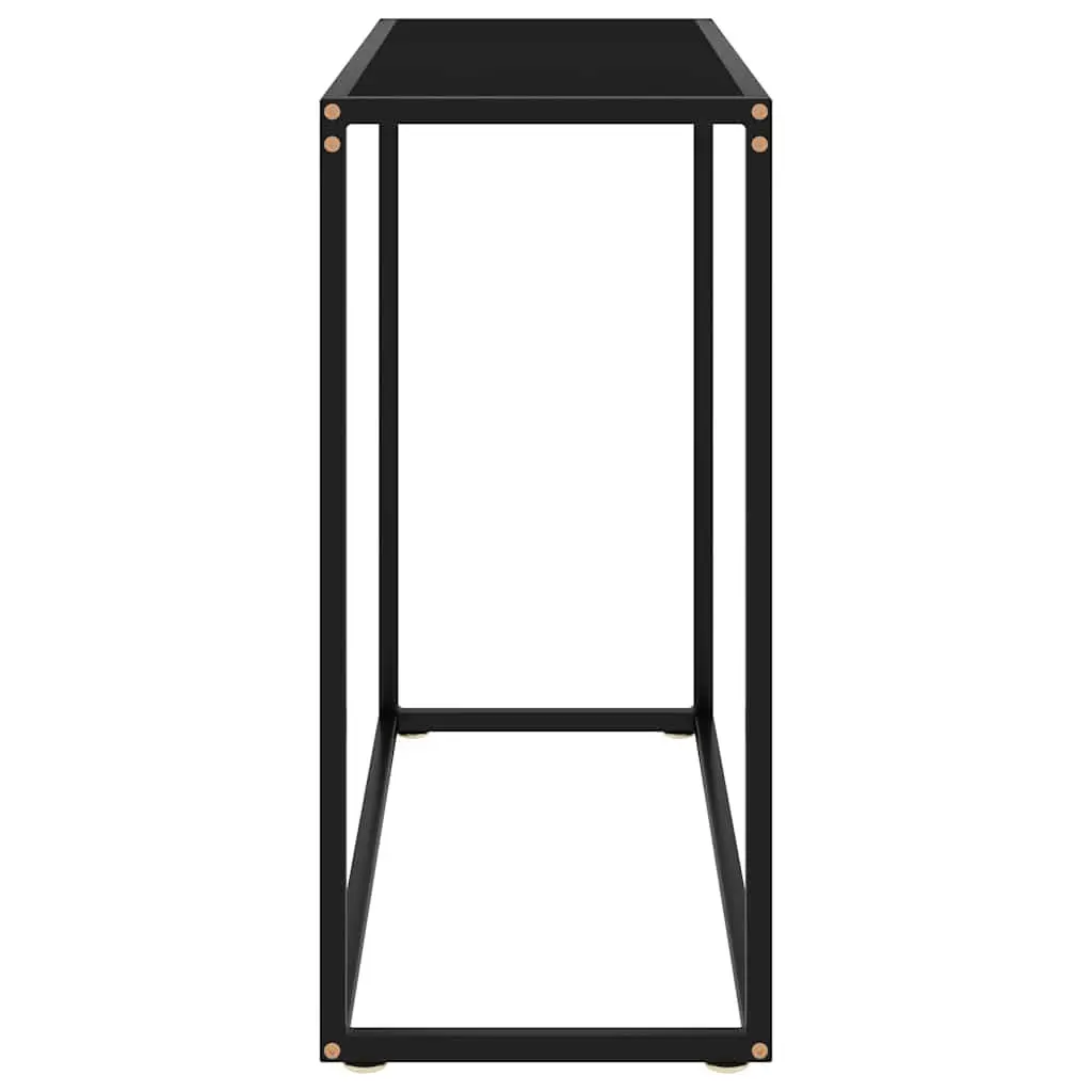 Black Console Table with Tempered Glass Top