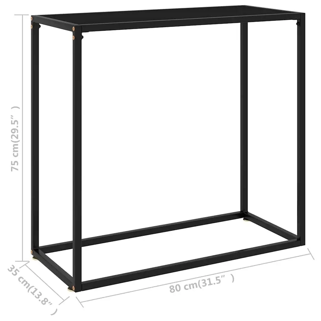 Black Console Table with Tempered Glass Top