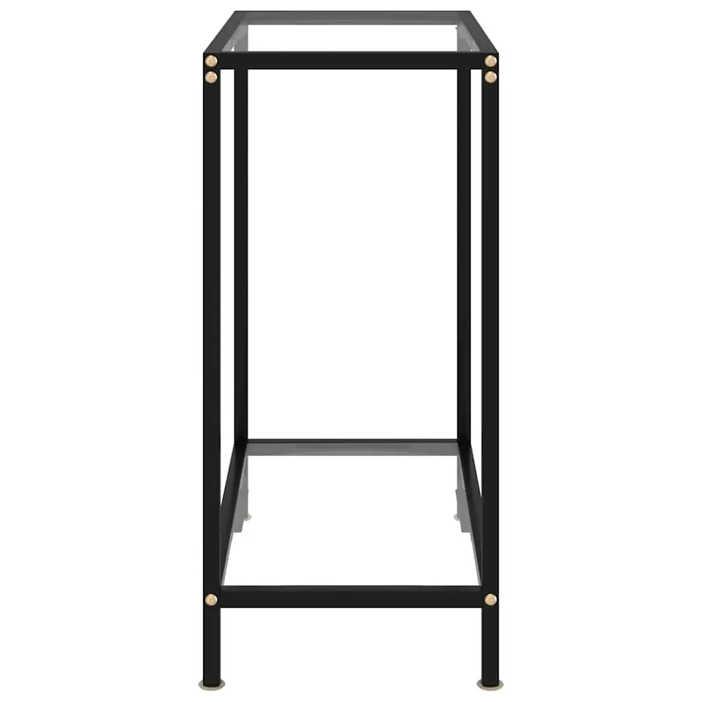 Tempered Glass Console Table with Storage Shelf