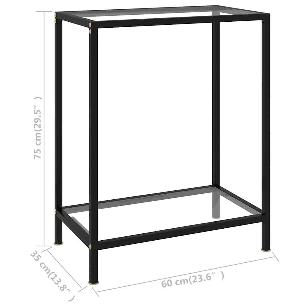 Tempered Glass Console Table with Storage Shelf