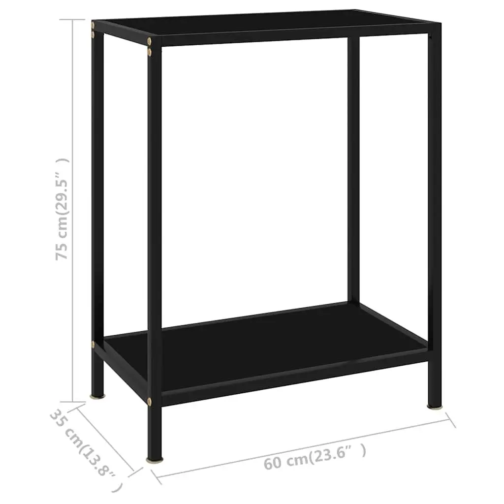 Console Table with Black Tempered Glass Top