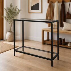Stylish Console Table with Durable Tempered Glass Surface