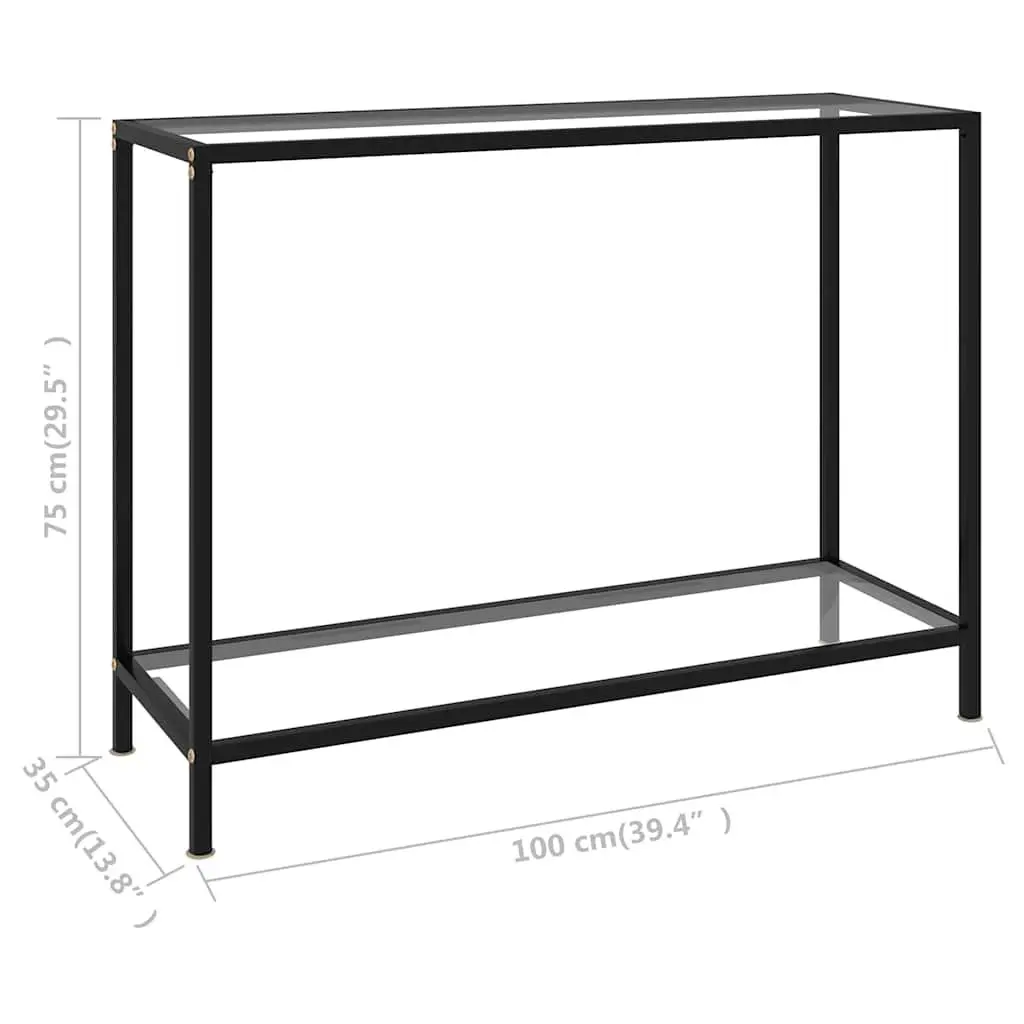 Tempered Glass Console Table with Storage Shelf