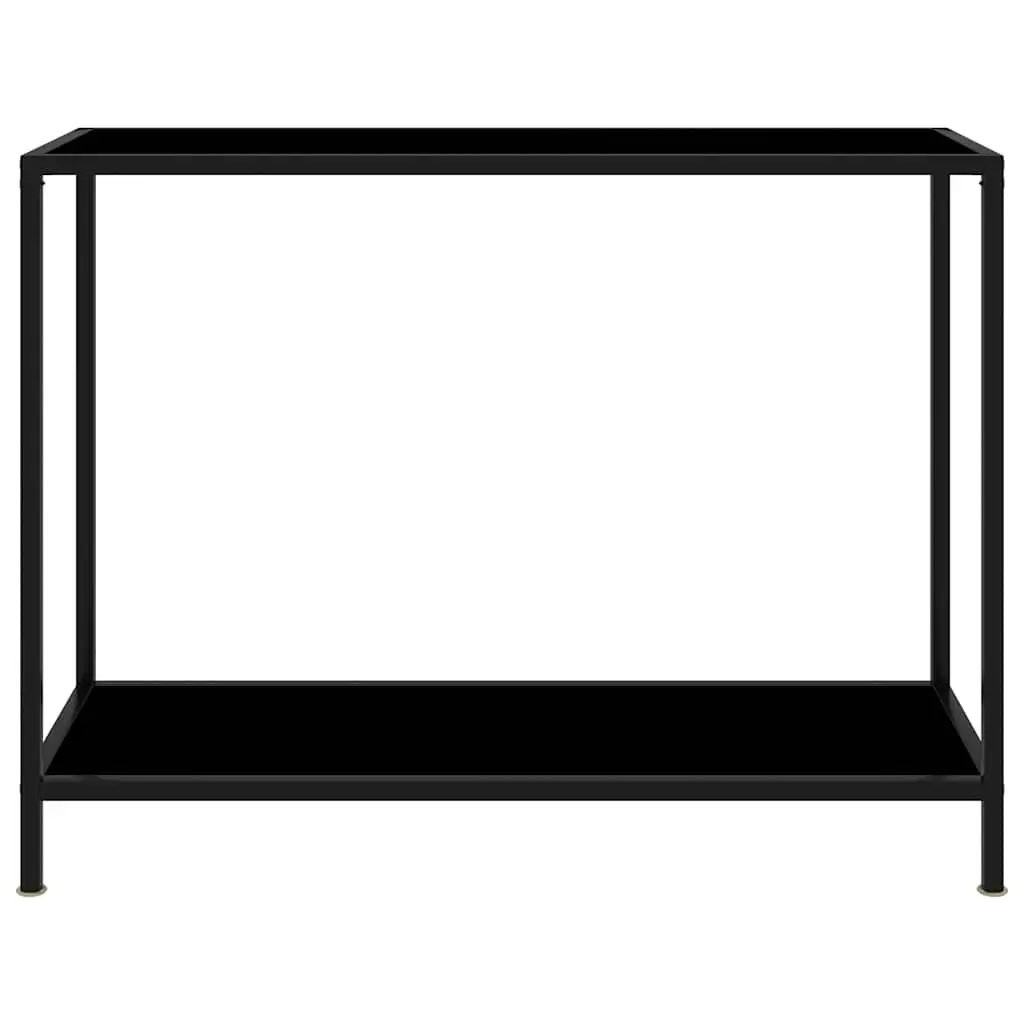 Black Tempered Glass Console Table with Shelf
