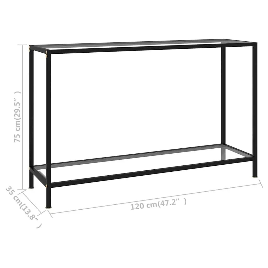 Tempered Glass Console Table with Shelf